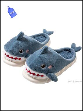 Cute Shark Slippers Plush Memory Foam Non-Slip House Slippers